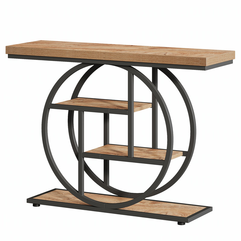 Nazirah 41.3'' Console Table, Light Brown, Black