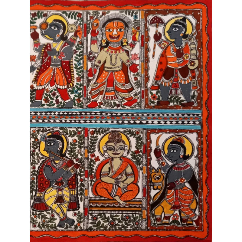 Dashavator - Le Vishnu, le dieu | Acrylique sur papier | Par Simmi Rishi