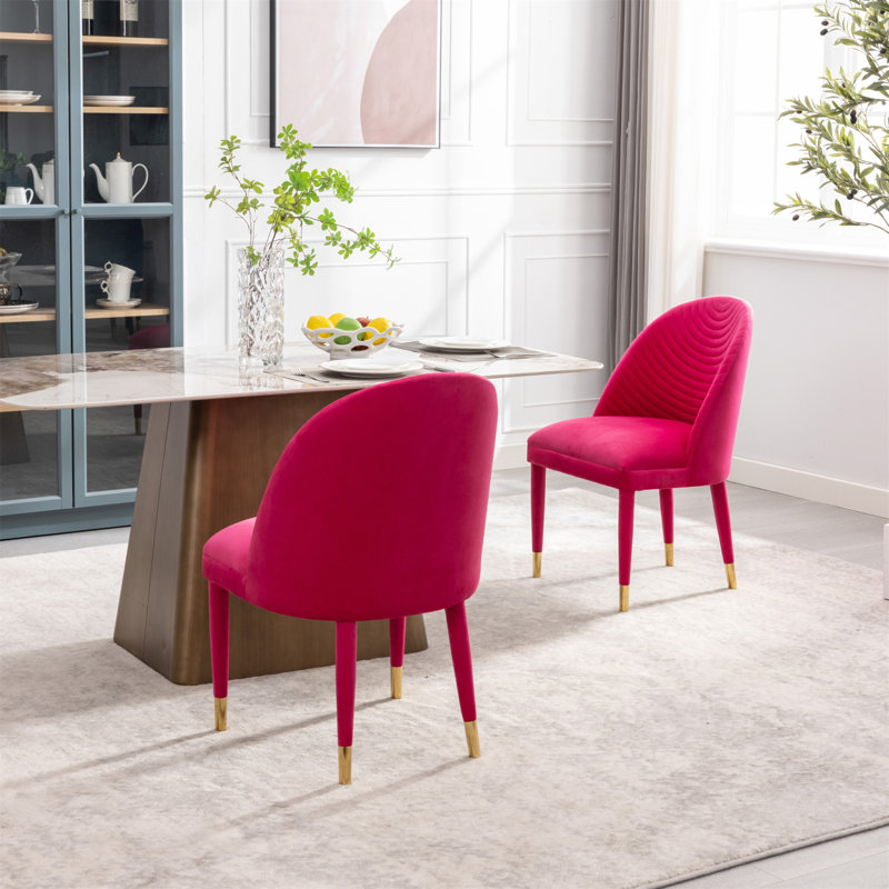 Chaise d'appoint en velours Zacaras, Velours rouge