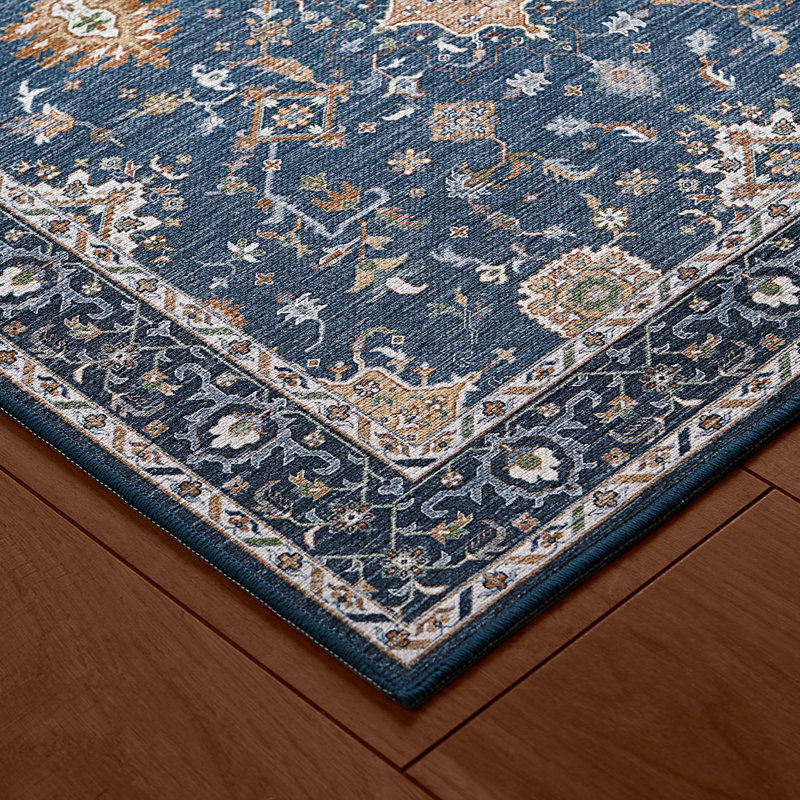 Laura Ashley Aure Machine Washable Imagine Printed Chenille Rugs 1-Piece, Runner 2'2" x 6', Blue