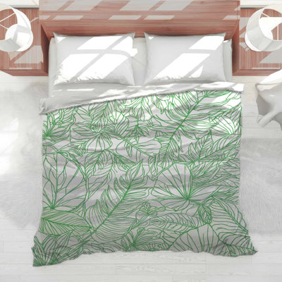 Green Leaf Line Art Comforter