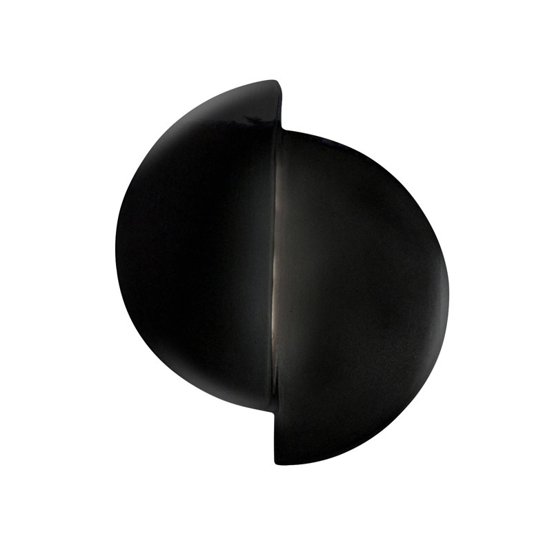 Tenny Ceramic LED Flush Mounted Sconce, Gloss Black with Matte White Internal