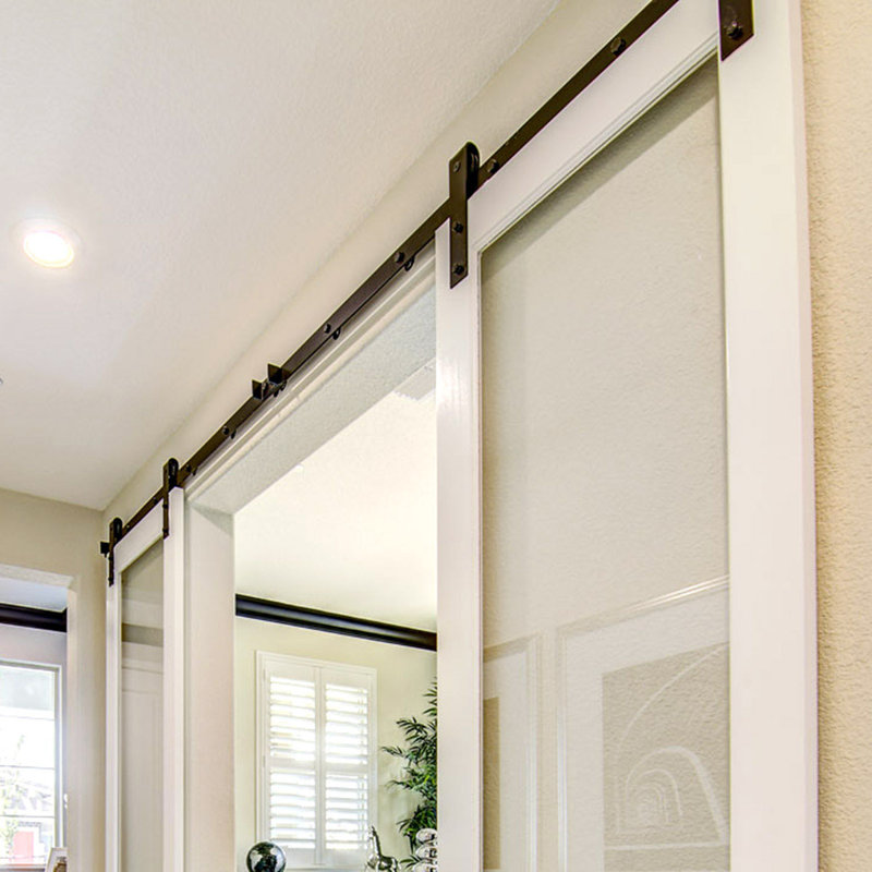 Matte Black Steel 60-Inch Barn Door Hardware Kit