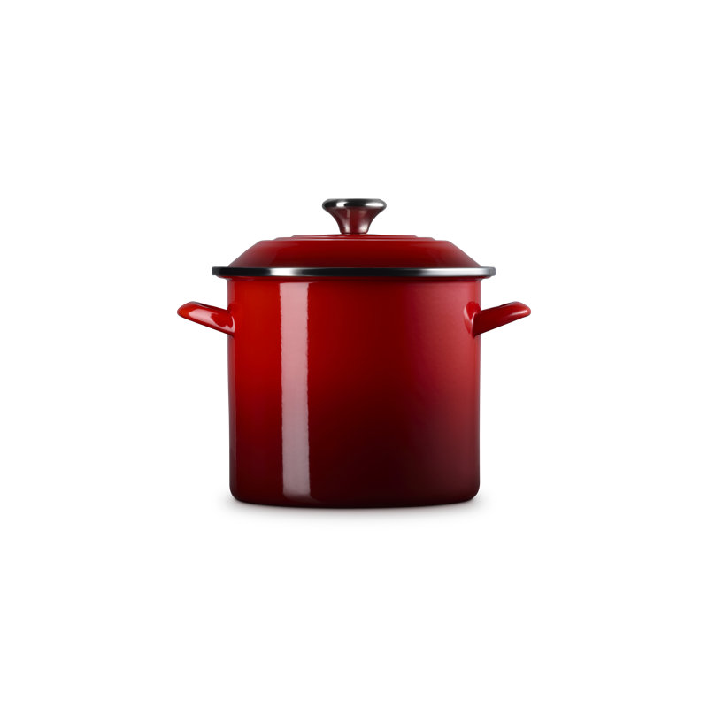 Le Creuset Enamel-On-Steel Stockpot With SS Knob, 10 Qt., White, Cerise, 8 quarts