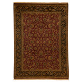 Hand Knotted Wool Area Rug in Red And Black