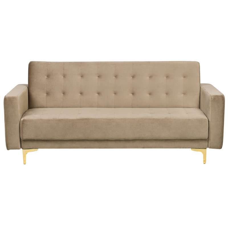 Cherry 3 Seater Velvet Sofa Bed, Sand Beige