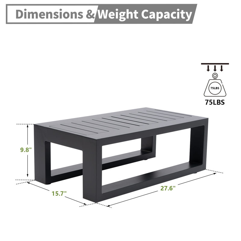 Table basse extérieure Psyllatos L 15,7 po x l 27,6 po