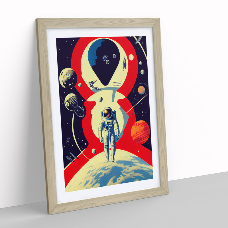 Chief Astronaut - Single Picture Frame Print, 64cm H x 46cm W x 2cm D, Oak