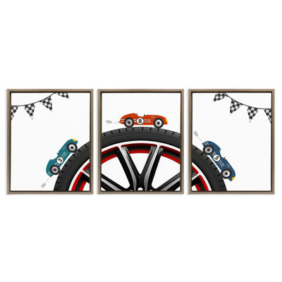 Fast Lane Racecars & Wheels 3pc Floating Frame Set, design by Christine Simpson Art