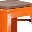 Tabouret de bar en métal sans dossier de 30 po de hauteur avec siège carré en bois Margherite-58202626-58202617