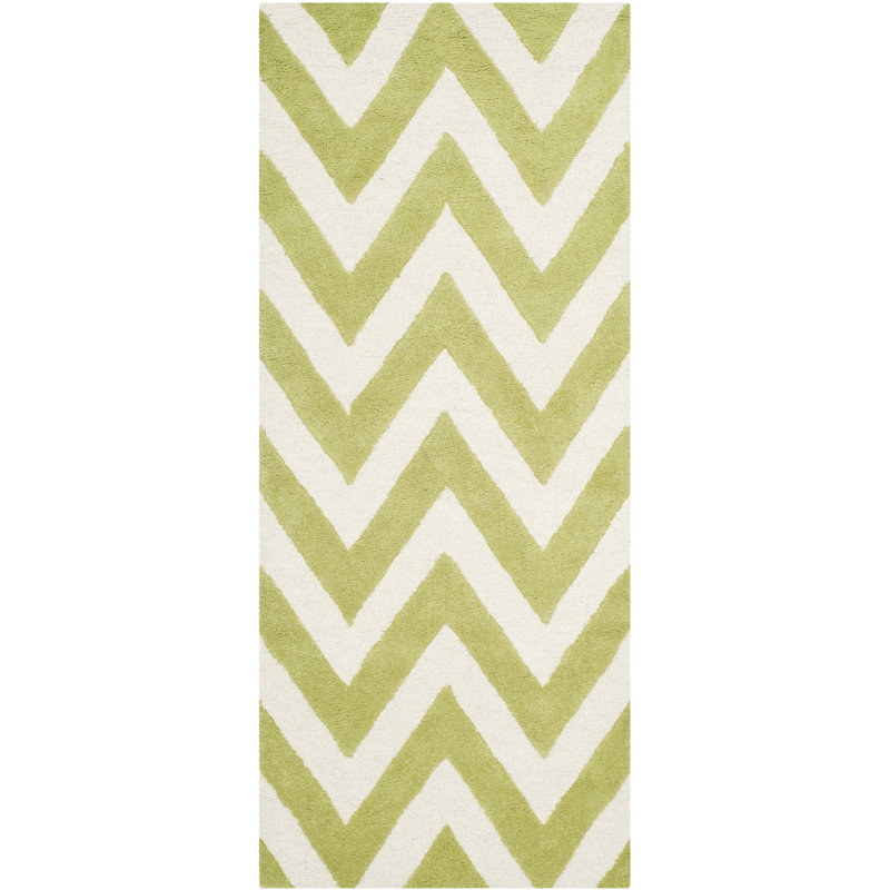 Sanyla Hand Tufted Wool Chevron Rug, Runner 2'6" x 6'