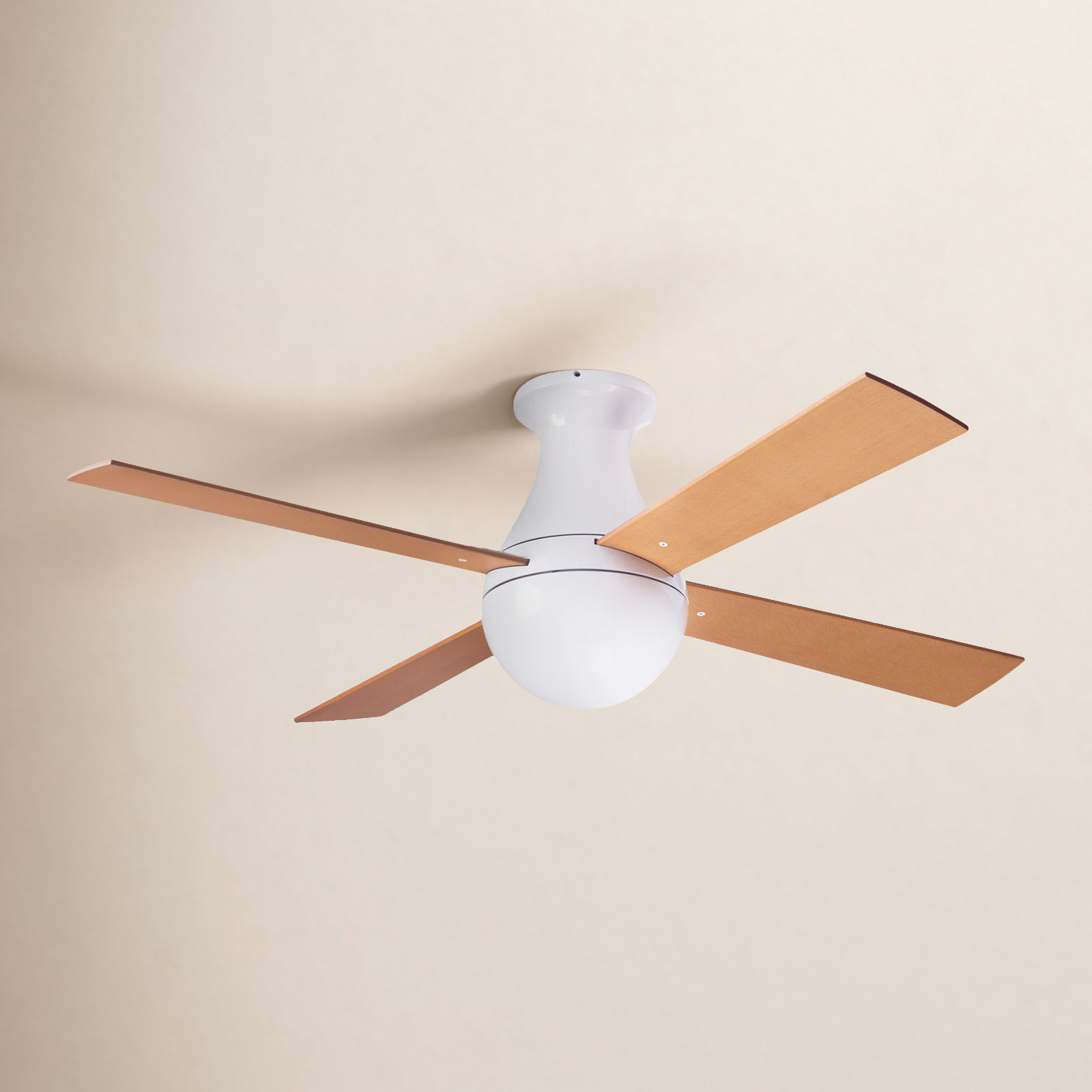 Ball 42'' 4 Blade Ceiling Fan, Brushed Aluminum, White, Fan Speed Control