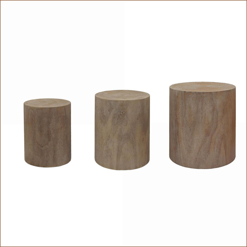 Bois rustique 3 pièces café et amp; Ensemble de tables de bout, conception gigogne peu encombrante pour le salon