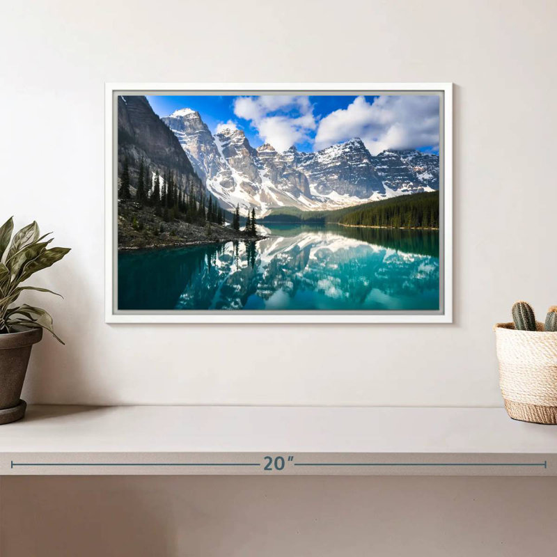 Reflet de la montagne, Cadre flottant blanc, 13 po x 9 po