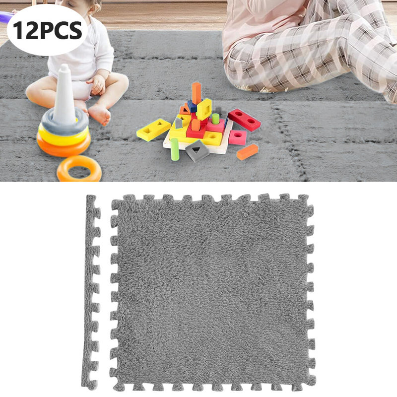 12 tapis de casse-tête de 12 po x 12 po, Gris