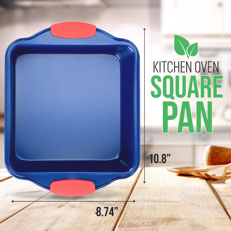 NutriChef 8.74'' Aluminum Non-Stick Square Cake Pan