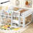 Full Size Low Loft Bed With Desk, Bookcase, And Three Storage Drawers - Whiteboard For Imagination, Guardrail Cabinets Pine , Marker-2110590625
