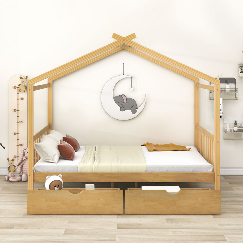Tangerine Full 2 Drawer Platform Bed by Harper Orchard, Natural
