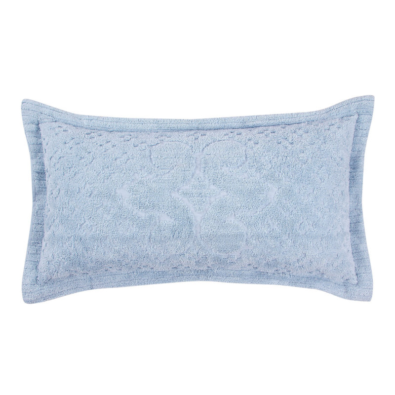 Taie décorative touffetée 100% coton Ashille de la collection Ashton, conception à médaillon, respirante et douce, certifiée OEKO-TEX, lavable à la machine, toutes saisons, 20 po x 36 po, bleu