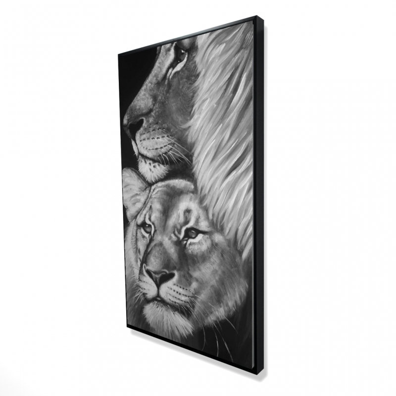 Lion and lioness - 24"x48" Framed canvas