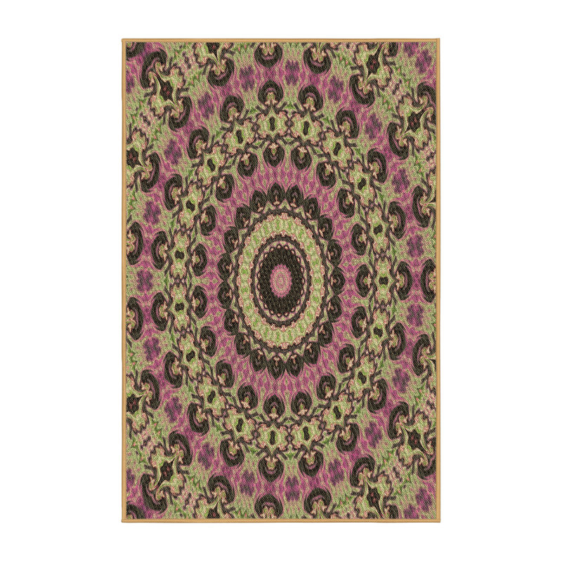 Vert floral/Tapis décoratif rose, Rectangle 8 pi x 12 pi