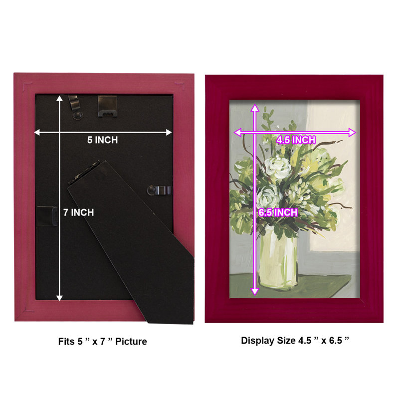 «Everardo Elegant Floral II», impression encadrée sur papier, Rouge cerise, H 6 po x l 4 po x P 1 po