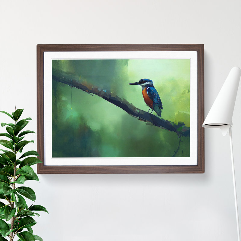Kingfisher Bird Vol.6 - Framed Print, 34cm H x 46cm W x 2cm D, Walnut