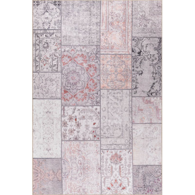 Tapis décoratif gris en patchwork gris
