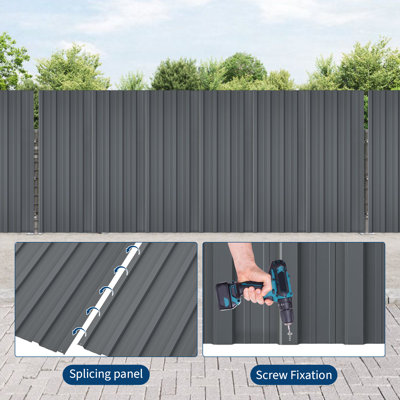 20 pièces de panneaux de toiture en métal pour abri d'auto, ensembles d'abri d'auto robustes en métal, panneaux ondulés en acier galvanisé pour jardin d'extérieur
