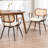Modern Upholstered Faux Leather Rattan Back Dining Chairs-1804957492