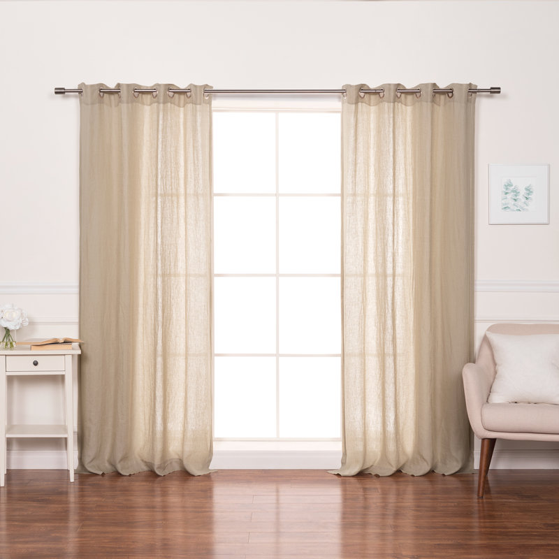 Blakney Linen Semi Sheer Single Curtain Panel, Natural, 52" W x 84" L