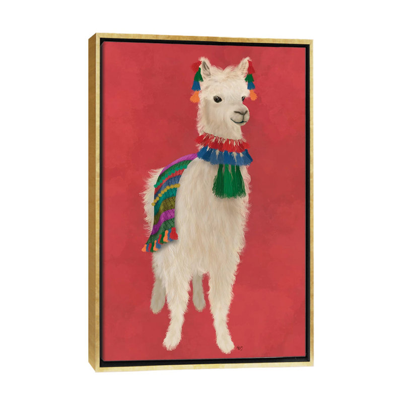 «Llama Traditional 1, Full» par Fab Funky - impression d'art graphique, Aucun mat, H 26 po x l 18 po x 1,5 po