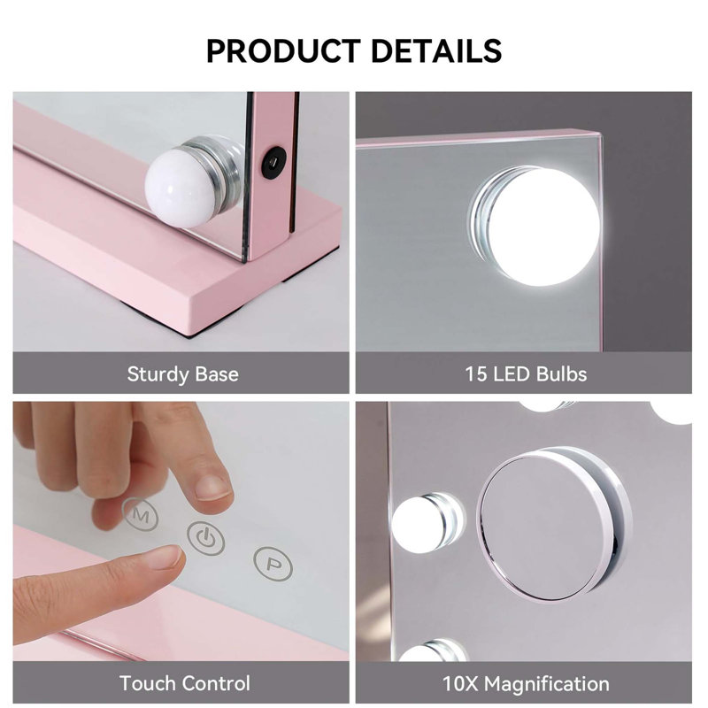 Demetrias Metal Rectangle Mirror, Pink