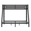 Lit superposé simple au-dessus de grand lit simple en métal pour les adolescents et les adultes, structure robuste peu encombrante avec dégagement sous le lit et 2 échelles latérales, aucun sommier requis, bruit réduit, noir