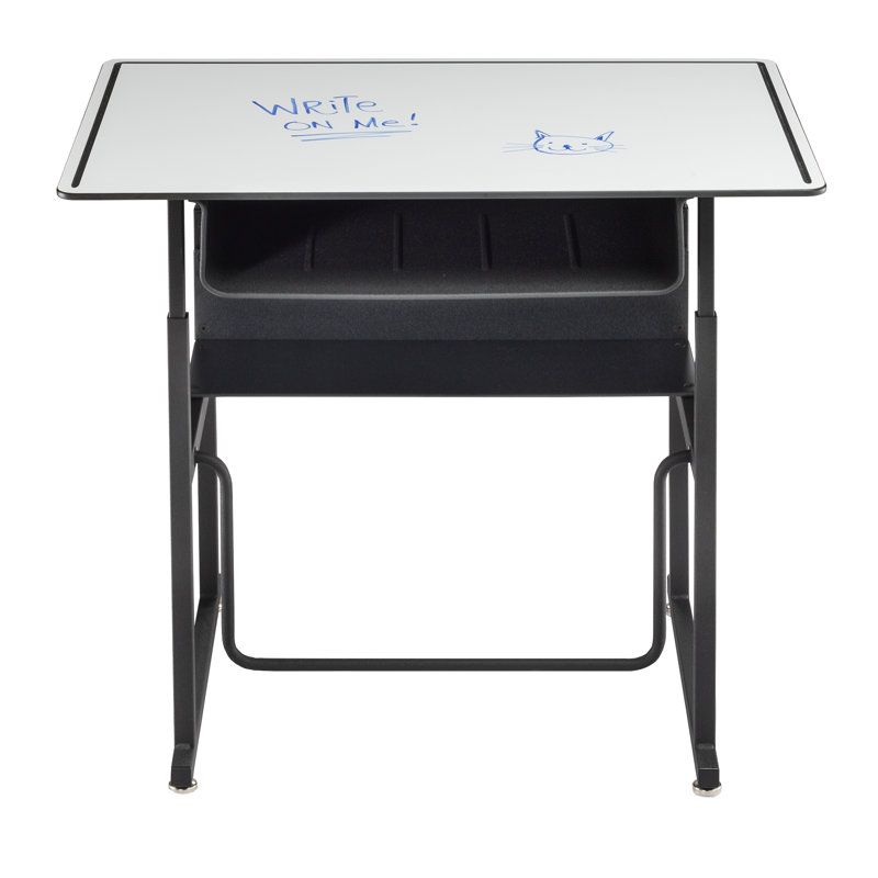 Adjustable Black Steel Standing Desk with Dry Erase Top