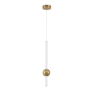 1-Light Gold LED Pendant With A White Acrylic Shade