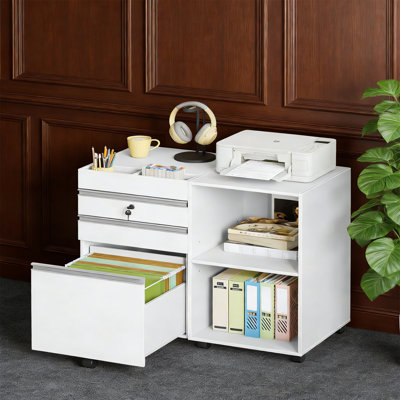 3-Drawer Mobile File Cabinet With Lock