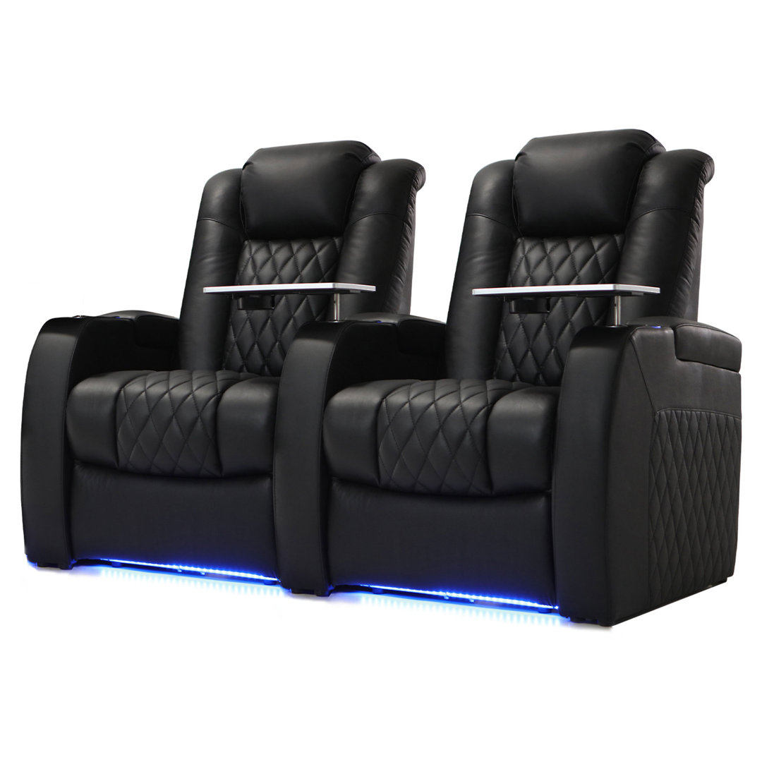 Tanksley Upholstered Home Theater Seating with Cup Holder (Set of 2) Wildon Home®