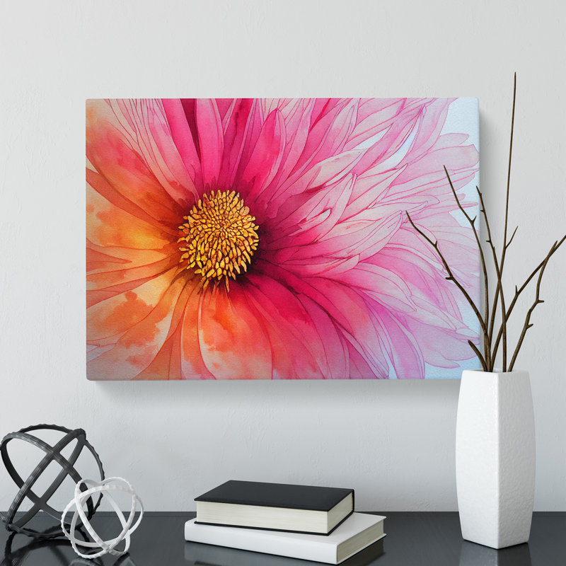 Chrysanthemum Watercolour Flower Vol.1 - Wrapped Canvas, 40cm H x 60cm W x 3cm D