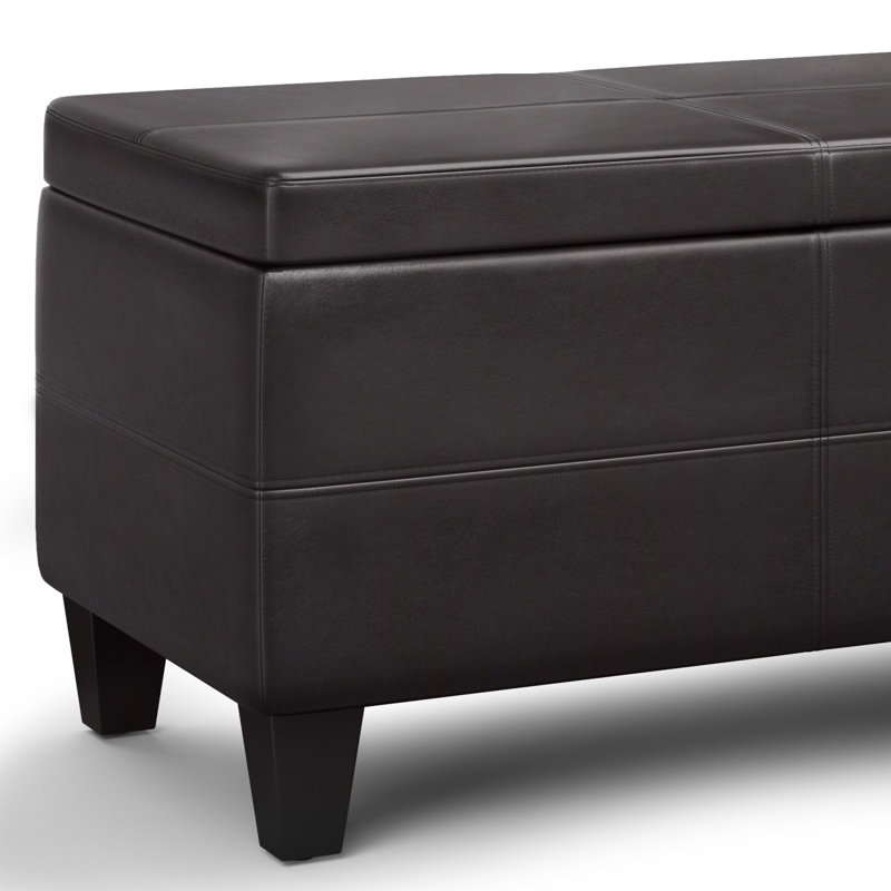 Tanners Brown Faux Leather Lift Top Storage Ottoman