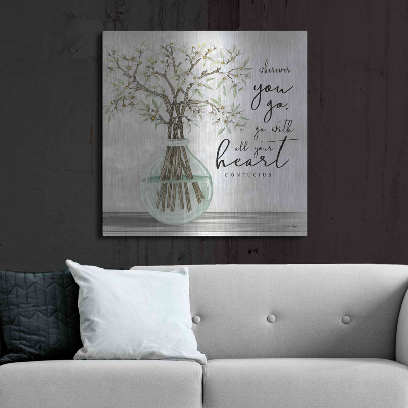 «Go With All Your Heart» par Cindy Jacobs, art mural en métal, H 36 po x l 36 po