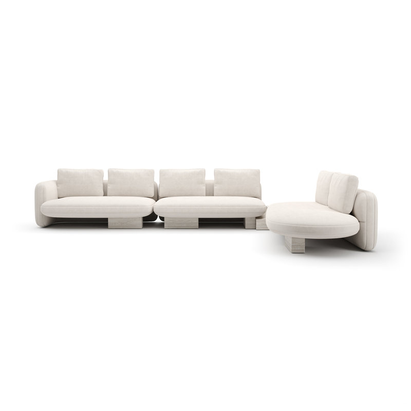 *Overlap L Bumper Sectional Dk Taupe, White Polyester Blend