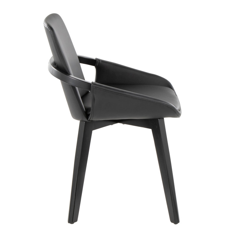 Chaise en bambou noir et similicuir noir, Noir
