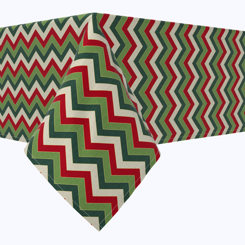 Fabric Textile Products, Inc. Square Tablecloth, 100% Cotton, Holiday Chevron