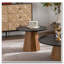 Table basse ronde en bois à piédestal robuste