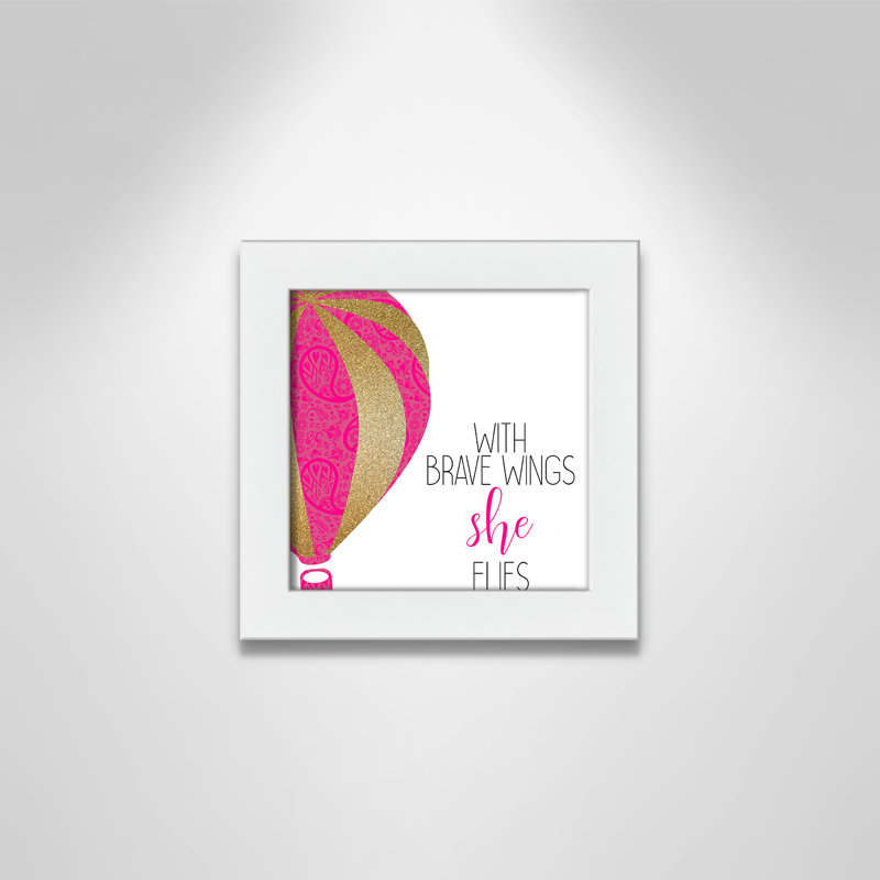 avec des ailes courageuses, impression sur papier, H 8 po x l 8 po x P 0,63 po, Cadre blanc