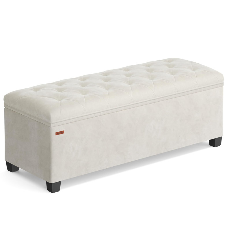 Repose-pieds avec repose-pieds en velours avec repose-pieds, Blanc, crème