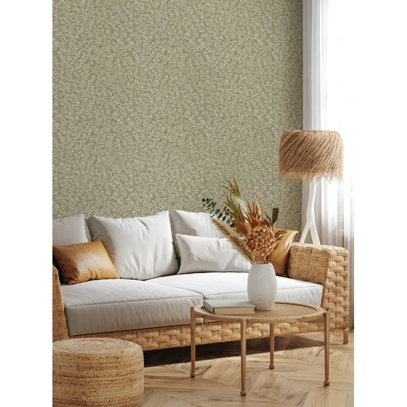 Carreau de papier peint autocollant Valdemaro, L 2 pi x H 18 pi, Olive