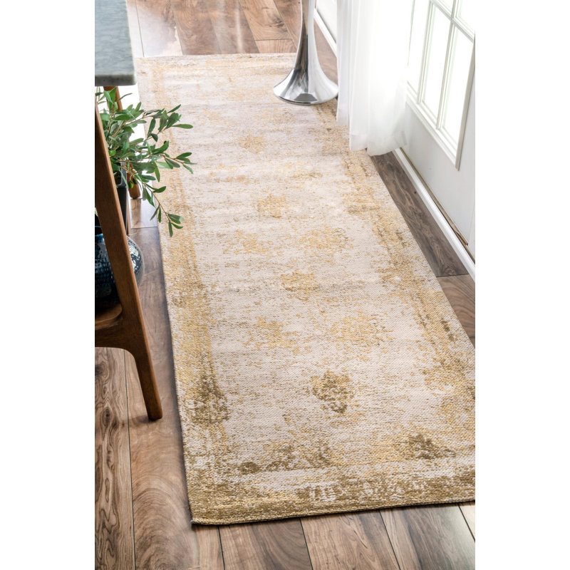 Chartres Oriental Cotton Hand Woven Area Rug, Runner 76 x 244cm