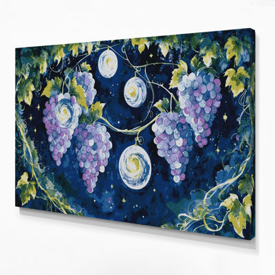«Fruit Grape Moon Drops», art mural sur toile bleue